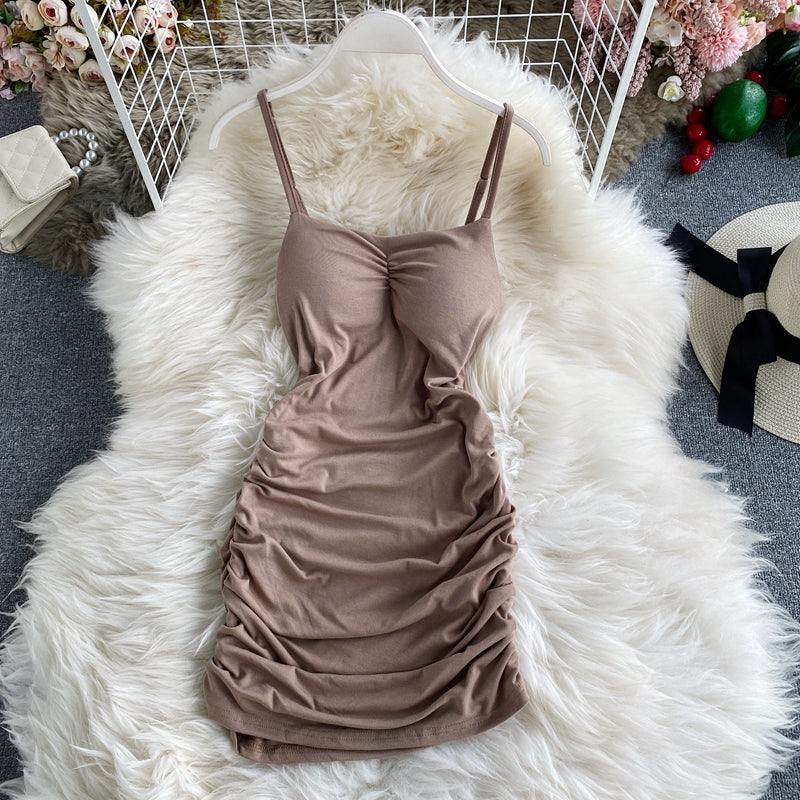 Pleated slim wrap hip skirt short suspender bottomed skirt 2778