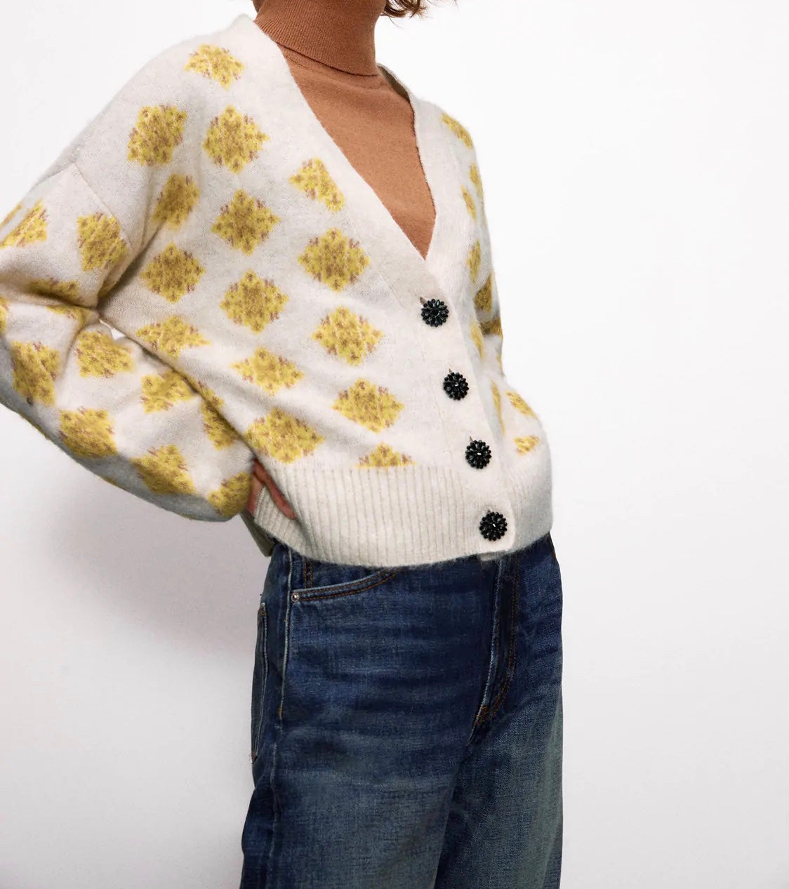 Autumn women's jacquard knit cardigan 1352