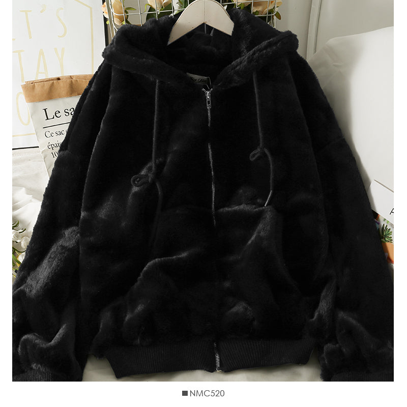 Versatile thickened Hoodie Korean drawstring lace up loose top 2117