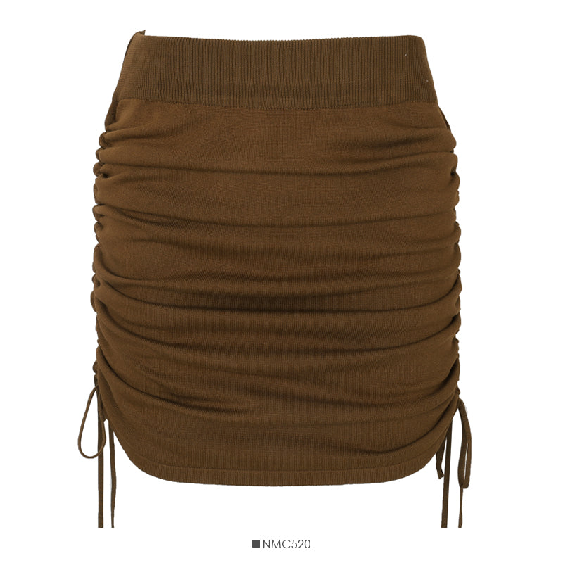 French niche design drawstring pleated High Waist Hip Wrap Skirt 2478