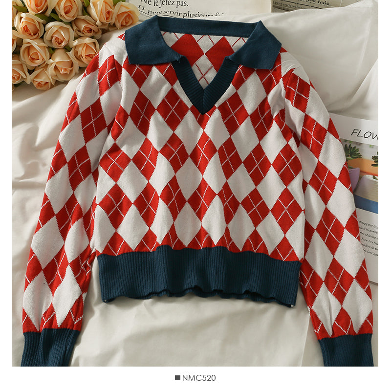 Pull-over polyvalent à manches longues et revers pour femme, tricot, automne 2001