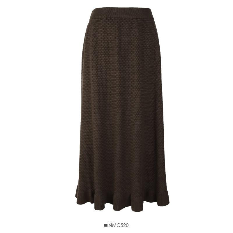 Slim Plaid Knit Skirt, versatile Ruffle A-line skirt 2608