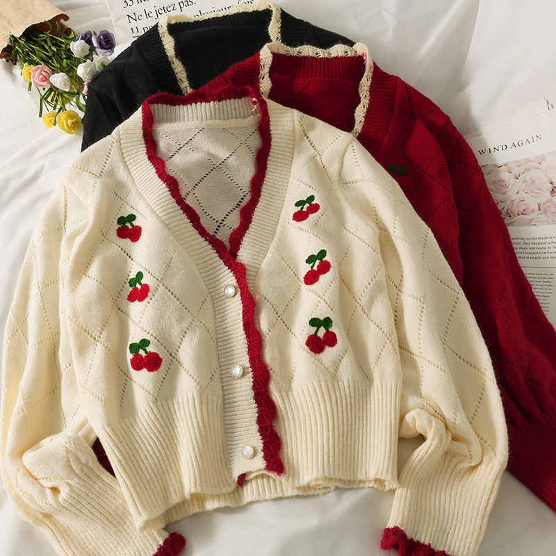 Joli cardigan pull cerise 1481