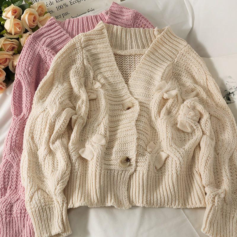 Pull cardigan ample et fin à deux boutons en automne 1742