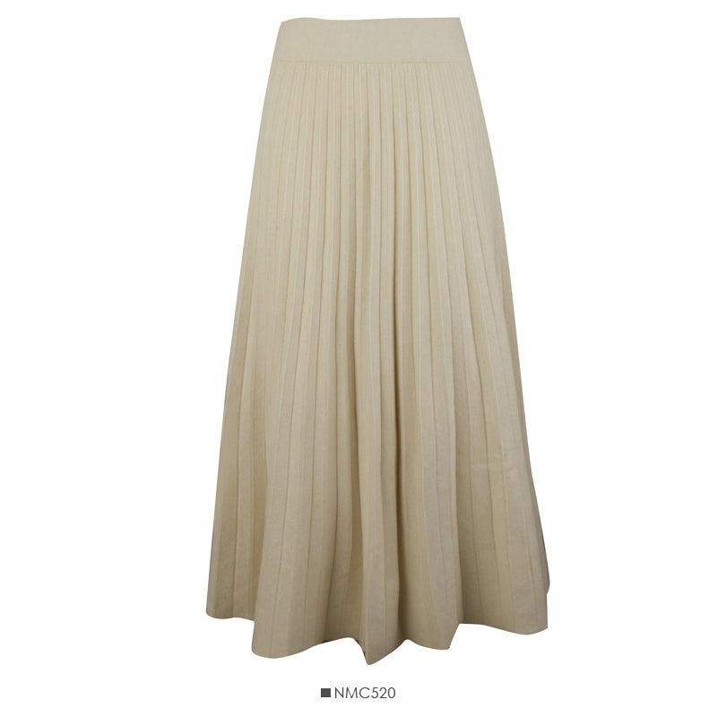 Knitted pleated skirt high waist solid color skirt 2572