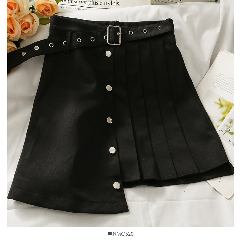 Jupe plissée coréenne irrégulière, taille haute, fine, style étranger, femme 2524