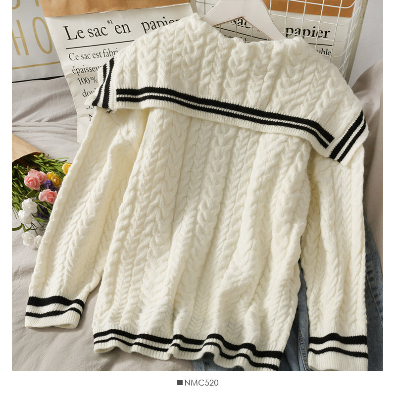 Pull femme automne pull ample et fin en lin motif 1896