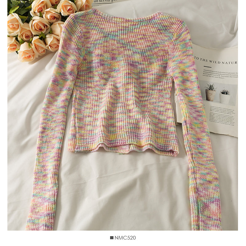 Pull à manches longues slim de style élégant pour femme 2035