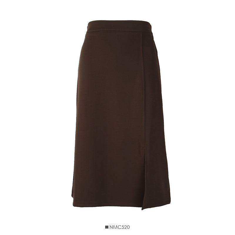 Jupe mi-longue fendue unie polyvalente pour femme 2551