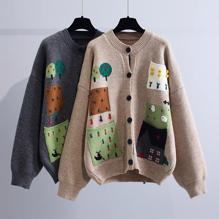 Vintage, cardigan à col roulé, automne/hiver, nouveau, ample, style paresseux, manteau pull étudiant 1400