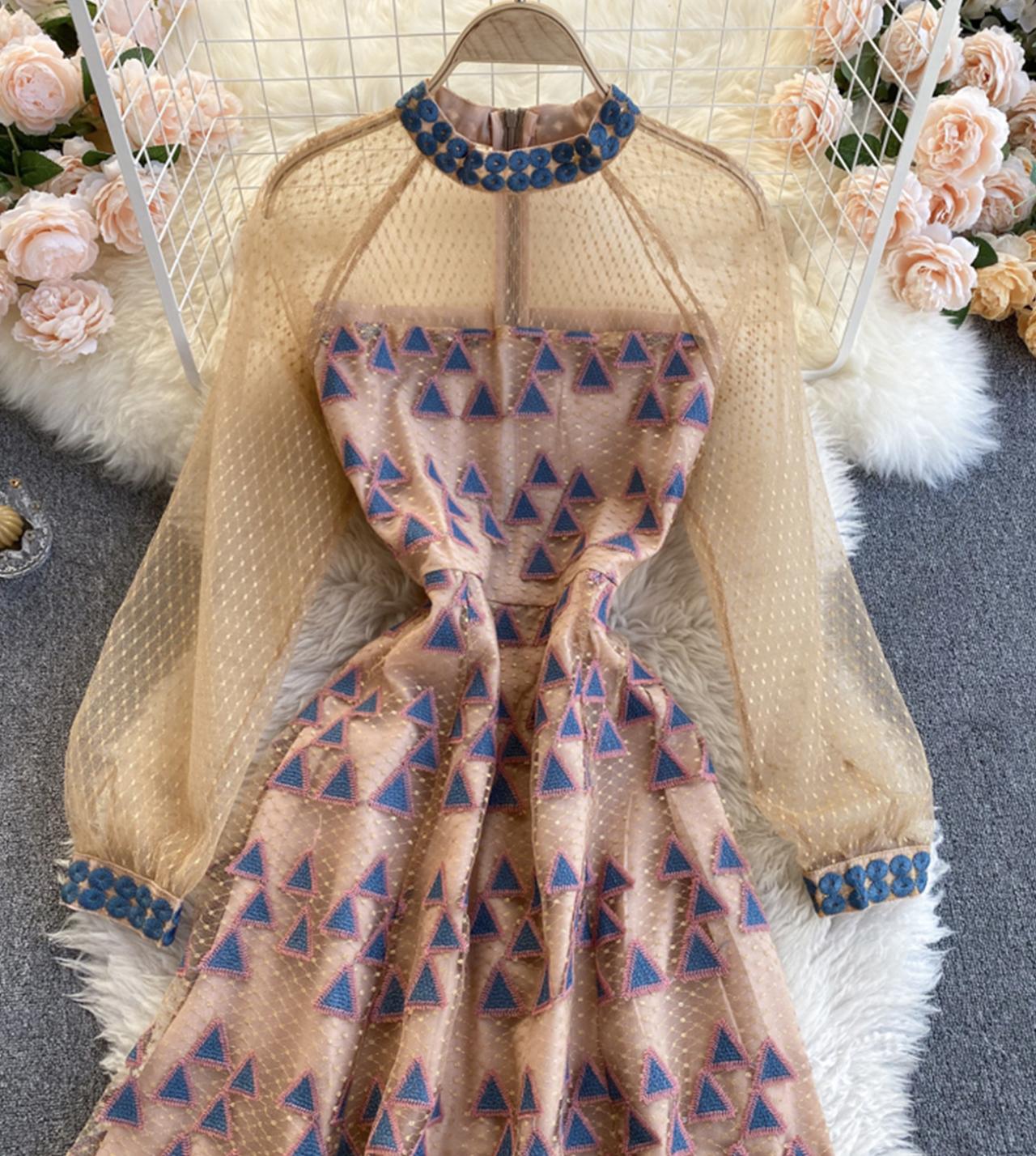 High quality A line long sleeve dress 1304