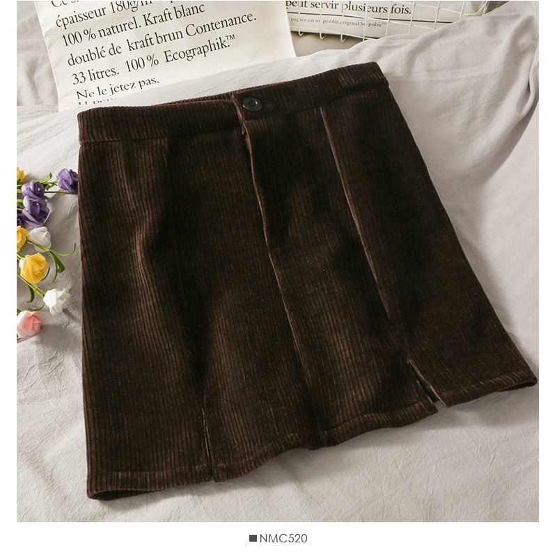 Vintage chenille light proof split A-line skirt 2669