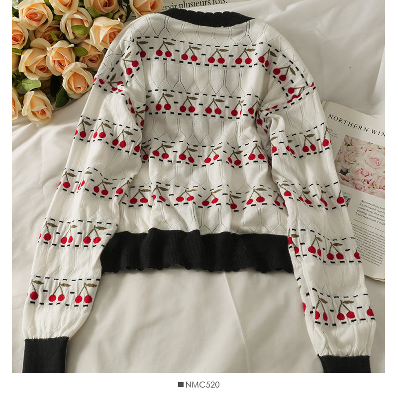 Haut ample à manches longues et col en V pour femme en tricot automne 1990