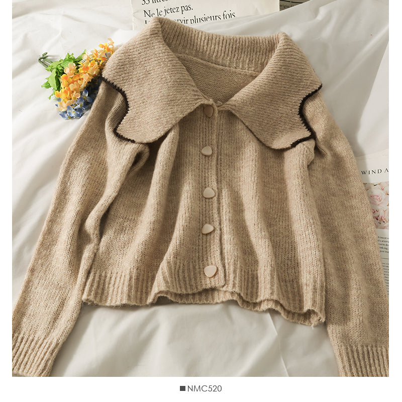 Nouveau pull cardigan court slim polyvalent pour femme 1754