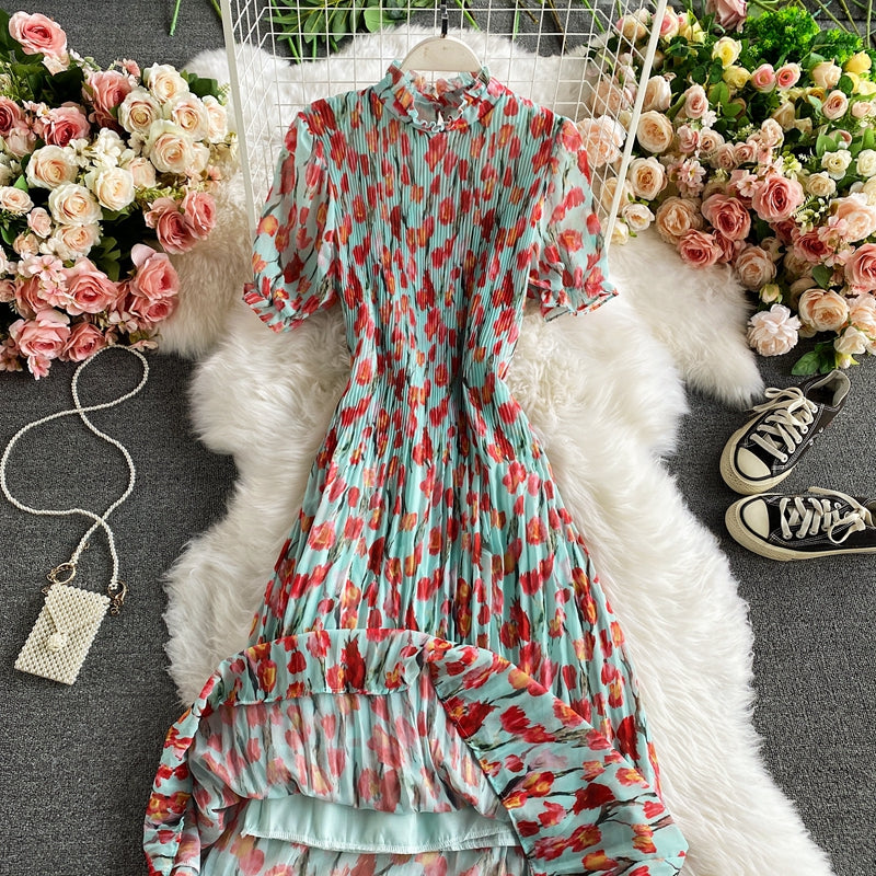 Robe plissée en mousseline fleurie 2881