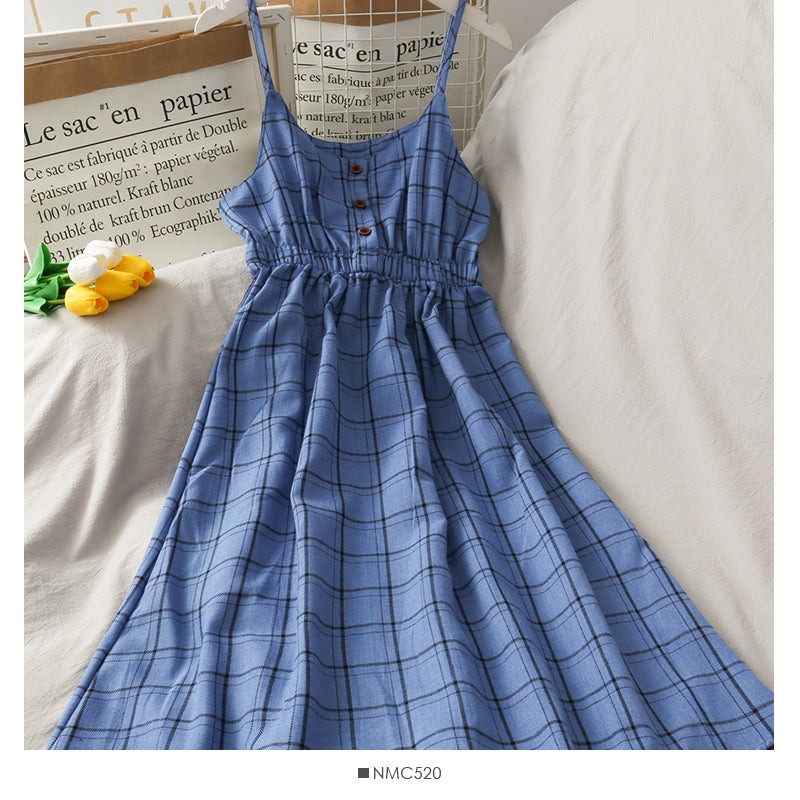 Simple plaid suspender belt slim suspender skirt 2701