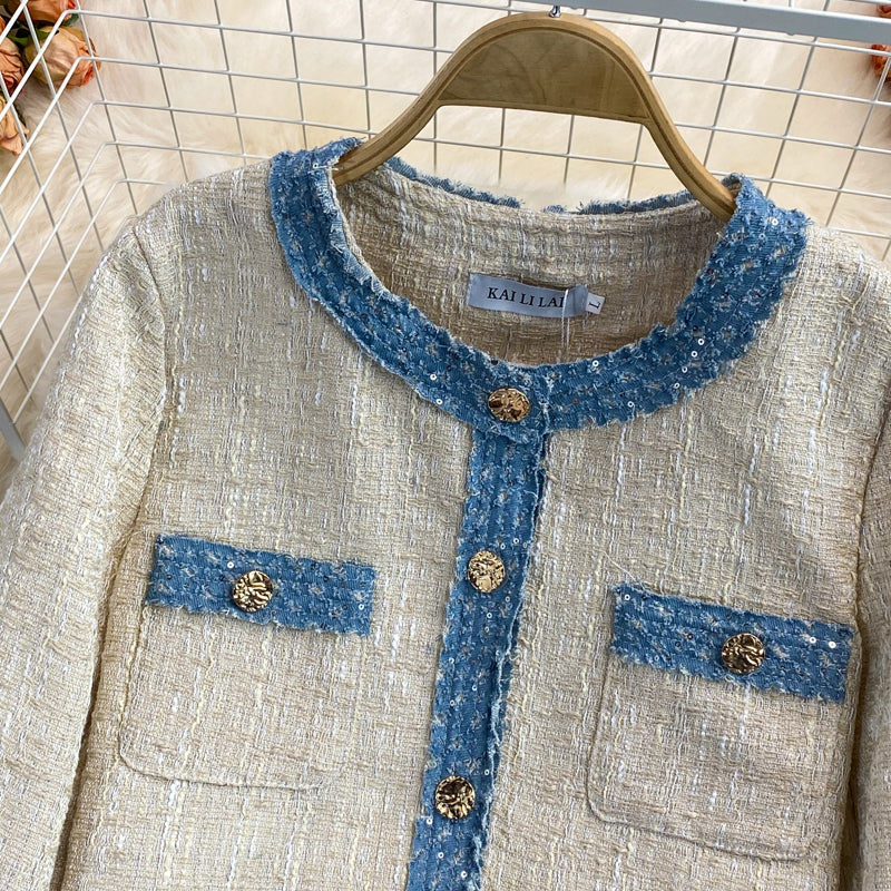 Autumn and winter new style celebrity small fragrance coat female 1662