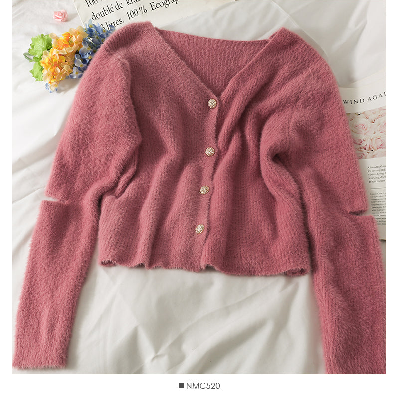 Pull femme automne porter cuivre cassé manches longues simple boutonnage cardigan haut 2004