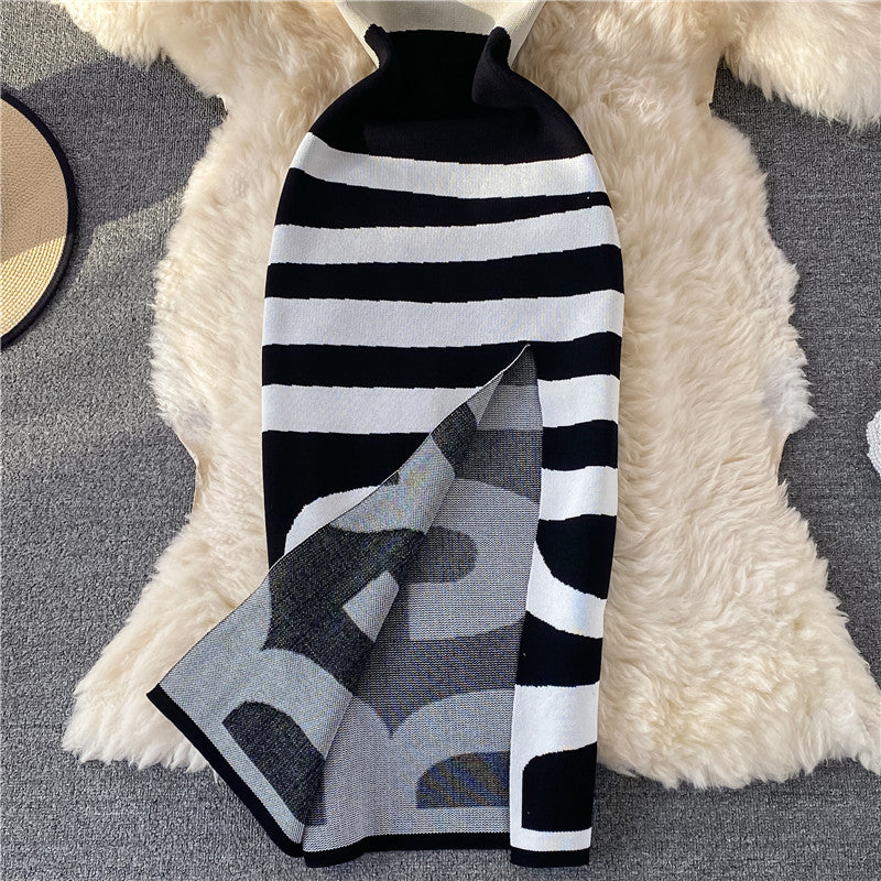 Sweet knit bag hip split dress sleeveless 2751
