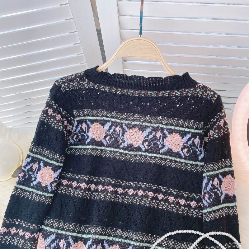 Pull creux à manches longues pour femme 1584