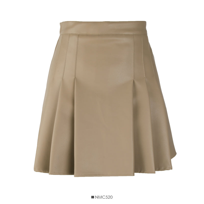 High waist thin solid pleated skirt 2577