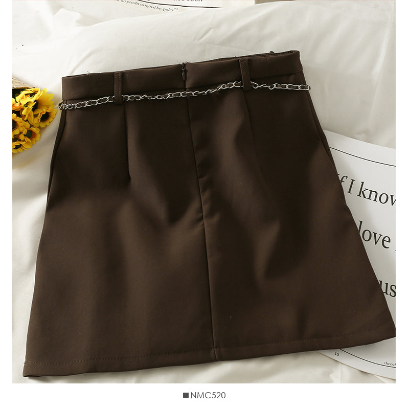 Jupe trapèze plissée taille haute de style rétro de Hong Kong 2531
