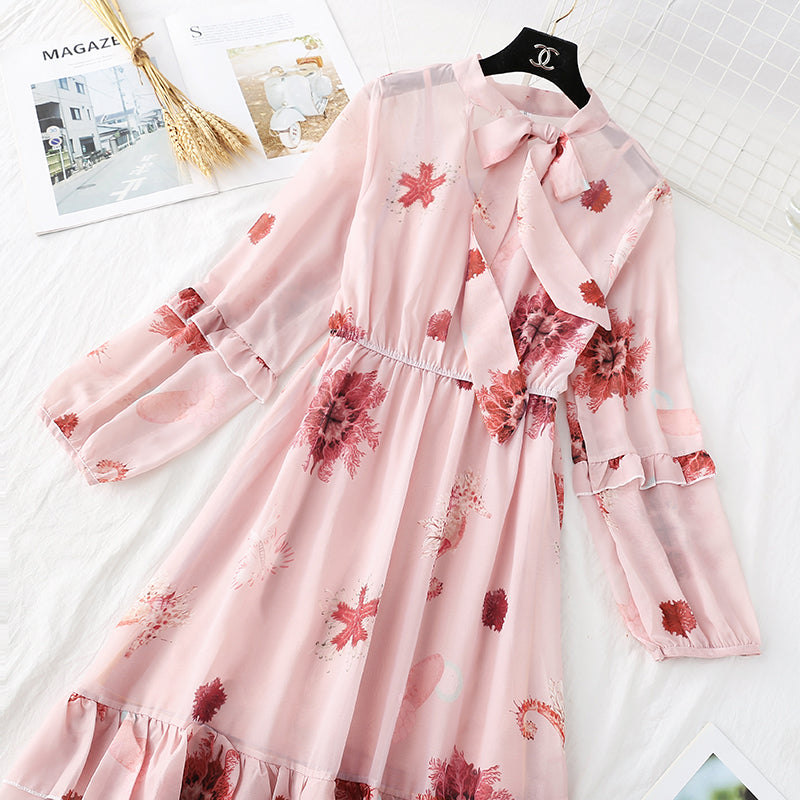 Retro broken flower fairy super xiansen series bottomed long skirt two-piece suit 2373