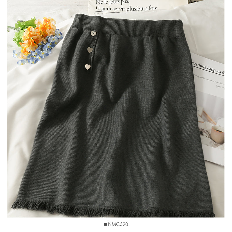 Slim candy color knitted Hip Wrap Skirt for women 2601
