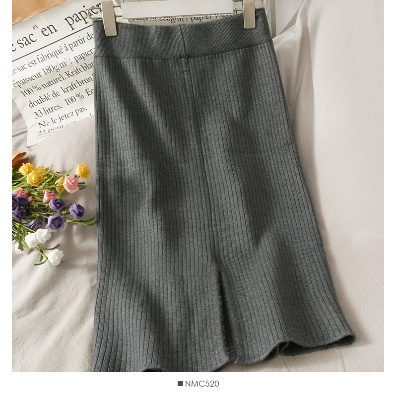 Slim and versatile solid color split knit 2666