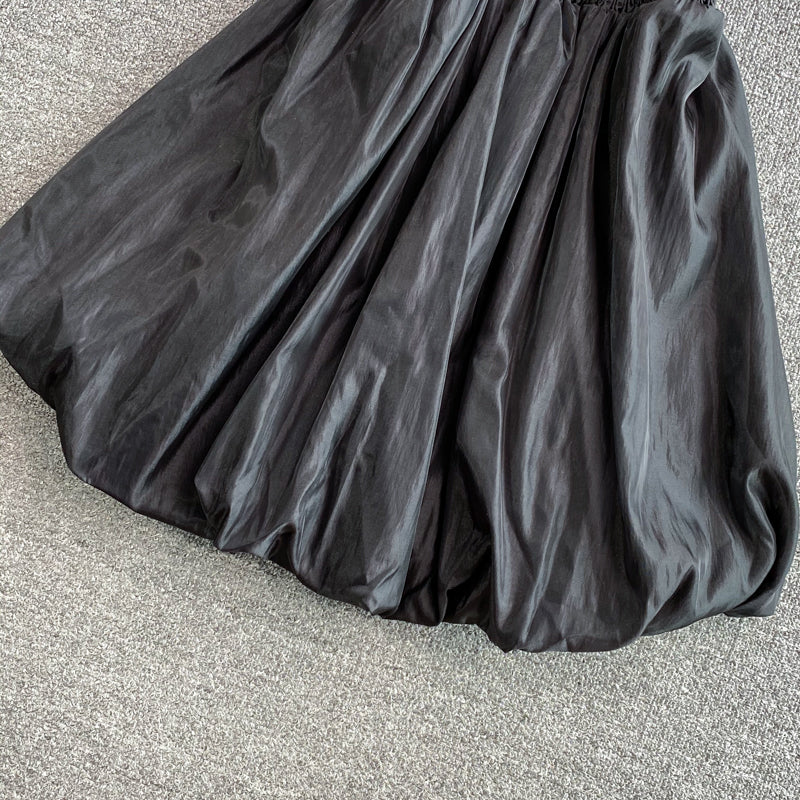 Jupe courte bouffante à taille élastique et coupe slim avec nœud papillon 3062
