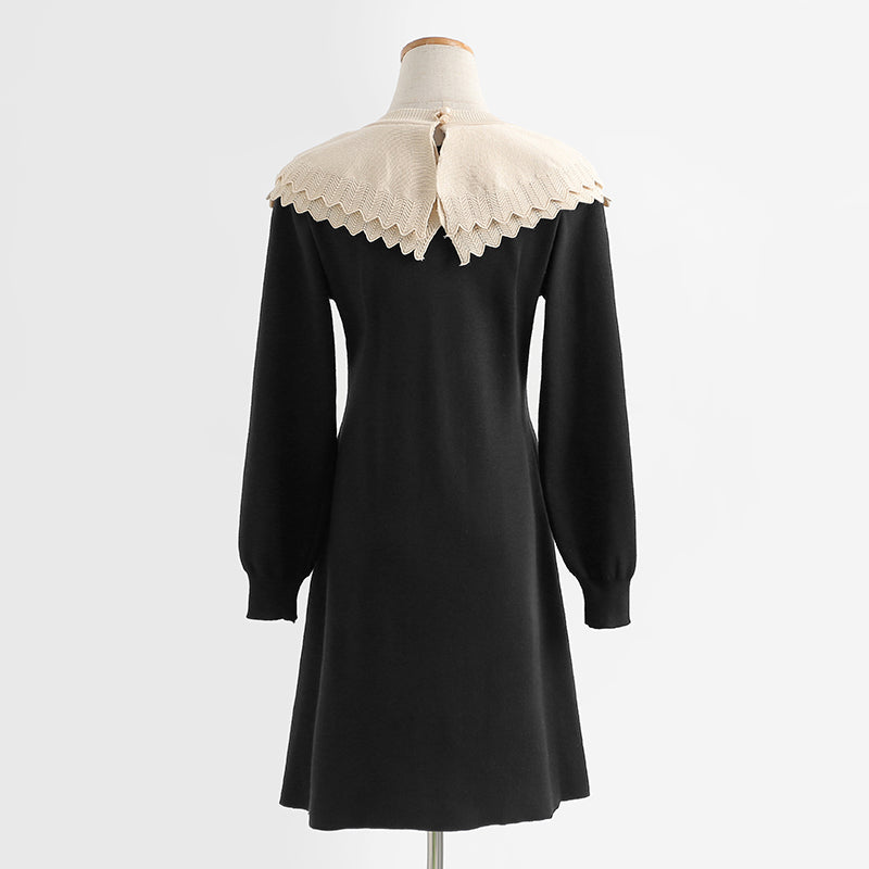The new baby collar knitted skirt is thin with a bottomed sweater skirt 2444