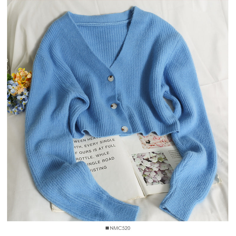 Pull femme vêtements d'automne petit polyvalent col en V 1799