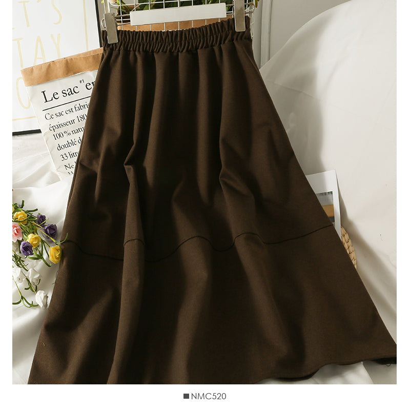 Jupe fine à taille élastique simple et polyvalente pour femme 2530