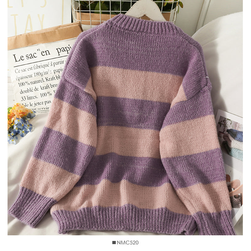 Pull ample mi-long à imprimé coeur pour femme Sweet Wind 2079