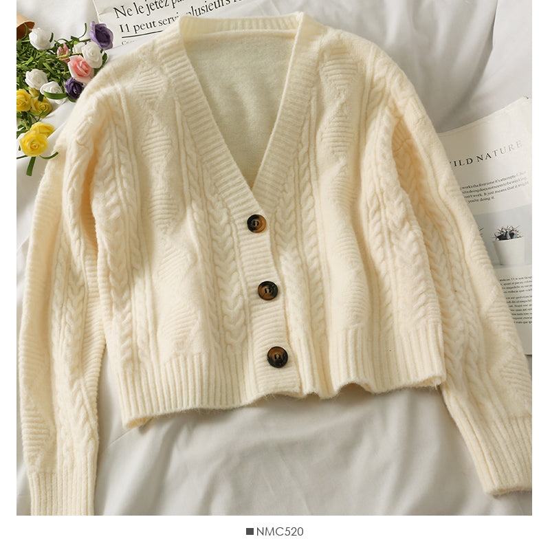 Pull femme cardigan trois boutons manches longues ample 1824