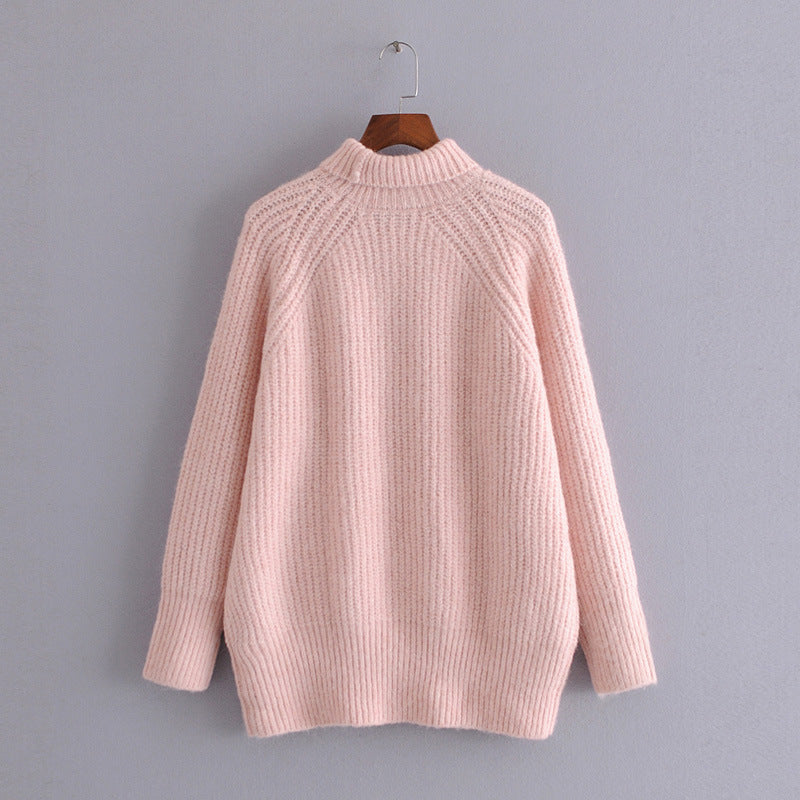 Pull col roulé en maille ample pour femme 1353