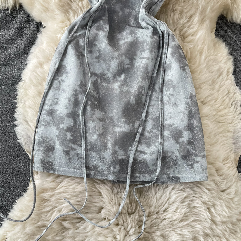 Robe bustier asymétrique tie dye 2809