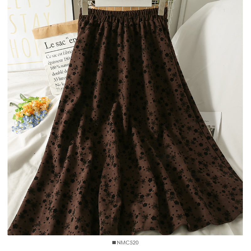 Jupe fine à taille élastique style Hong Kong à fleurs vintage 2549