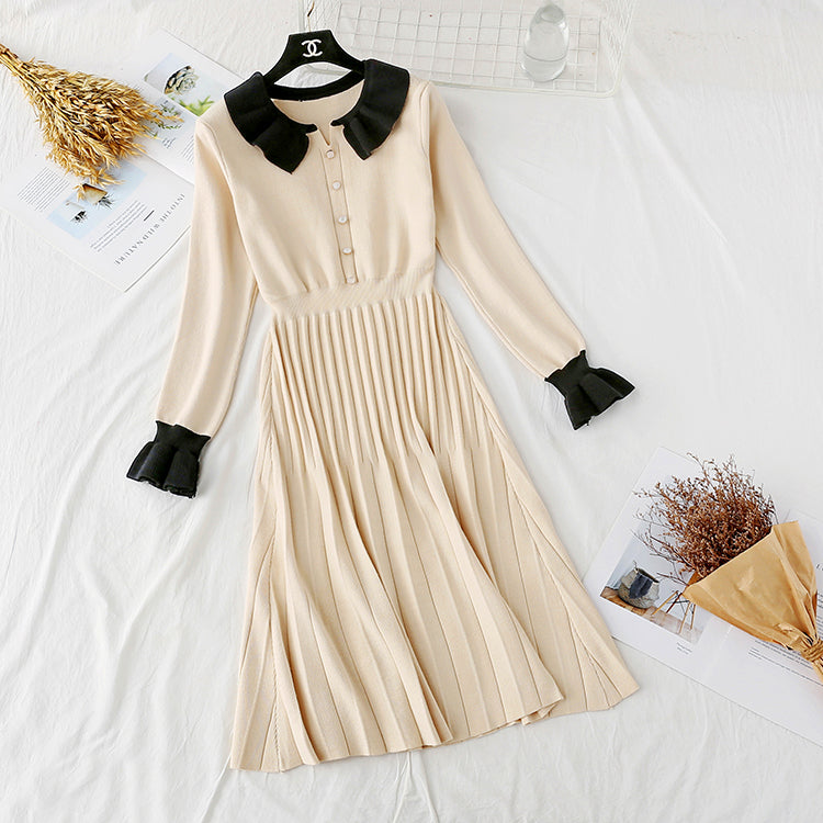 New trendy French retro small fragrance base with pleated small black skirt inside 2363