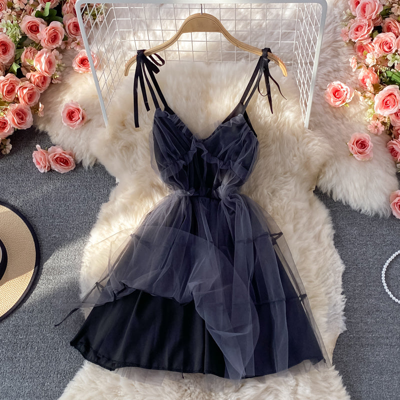 Robe bouffante en maille fine avec nœud papillon et fermeture à la taille 3071