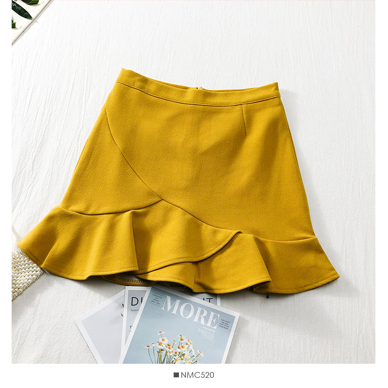 Jupe portefeuille courte à volants pour femme 2532