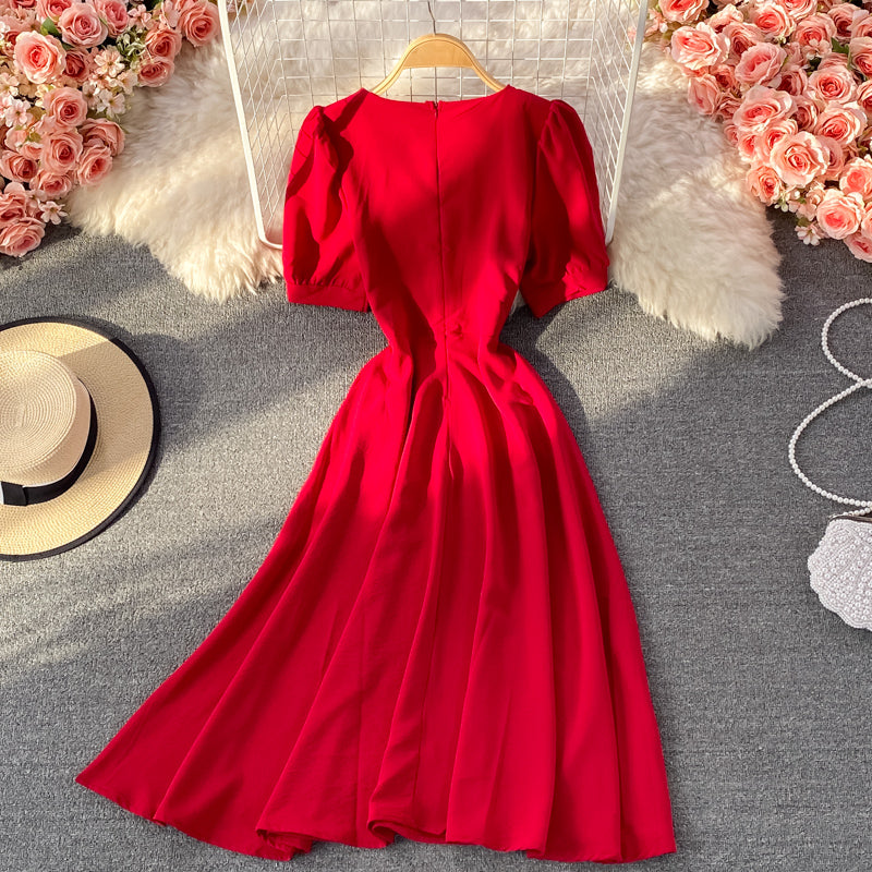 Narrow waist French long skirt with large hem 3208