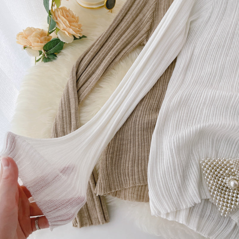 Haut en tricot à manches longues polyvalent 1579