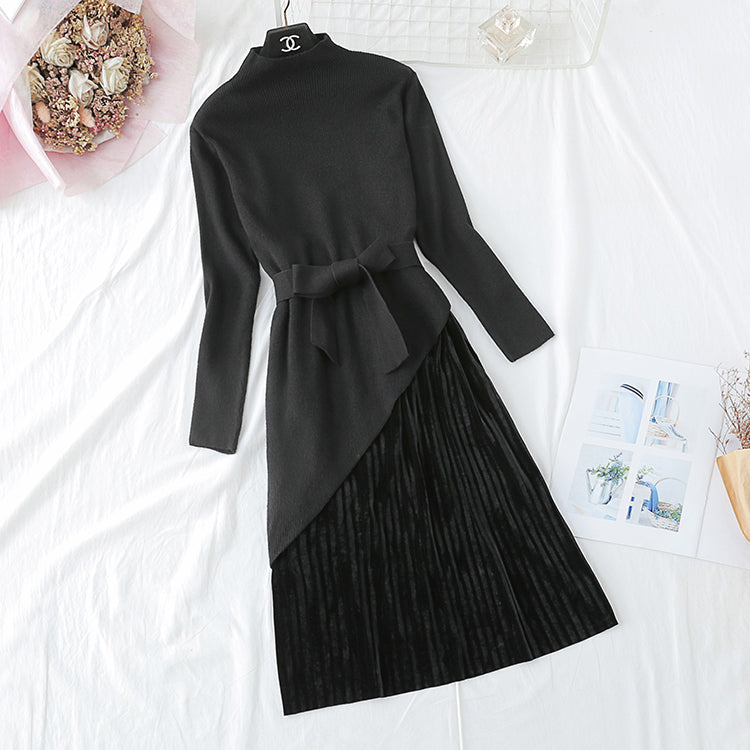 New beveled sweater + velvet skirt 2207