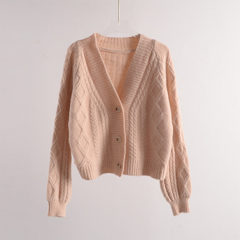 Cardigan court en maille, printemps et automne, nouveau pull chemisier polyvalent 1429