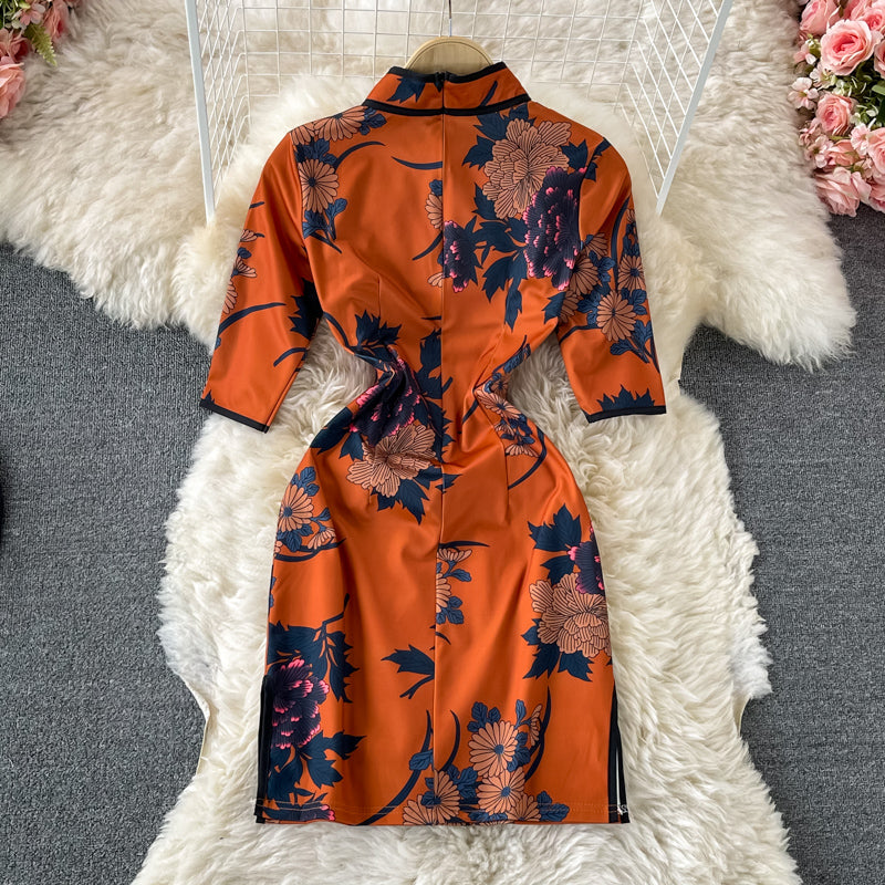 Robe portefeuille coupe slim au tempérament de célébrité rétro 3324