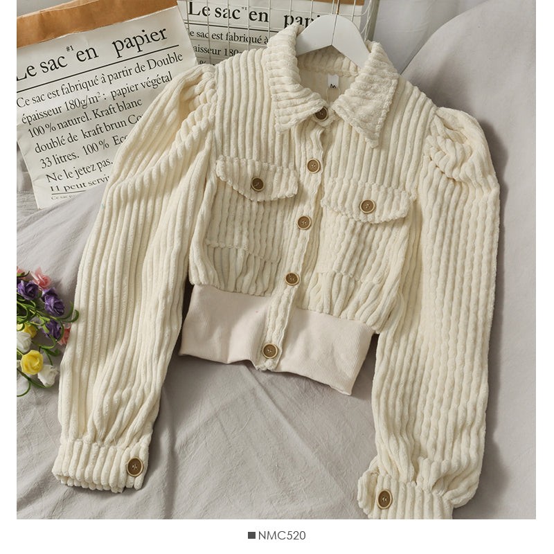 Korean minority corduroy short lapel jacket 2084