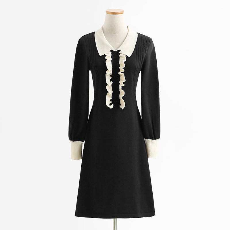 Red dress, knitted dress, small and thin, with a bottomed skirt inside 2441