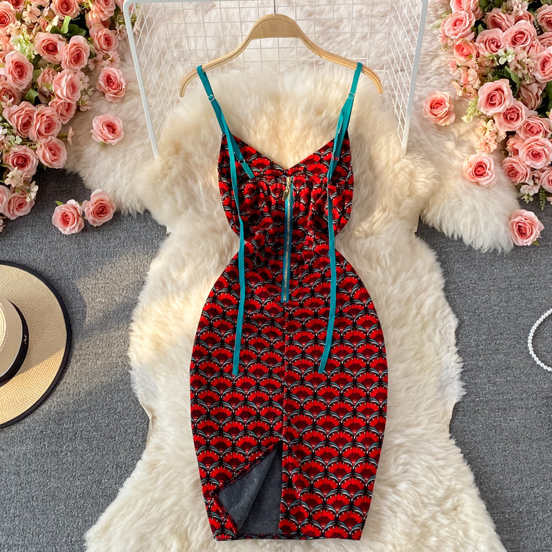 Jupe fleurie sexy dos nu slim robe portefeuille aux hanches 2822