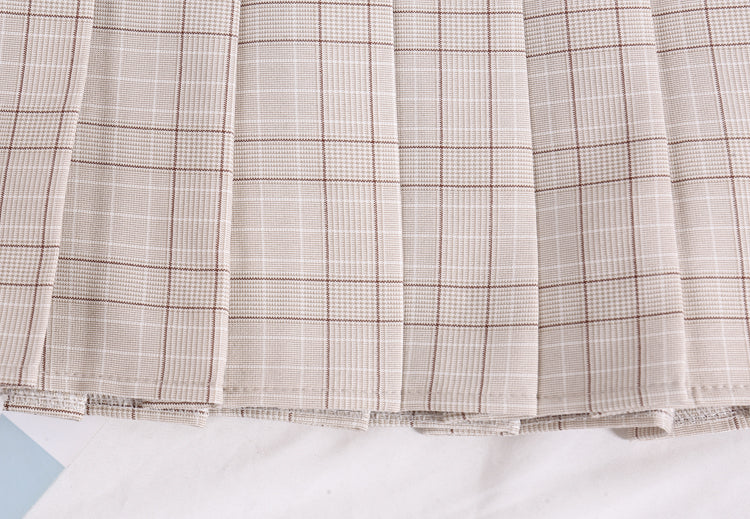 Plaid pleated high waist Korean skirt 2632